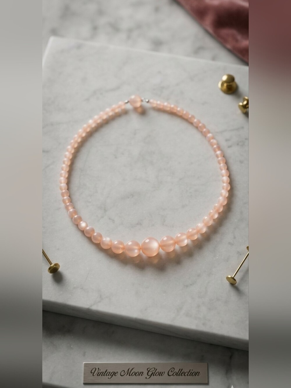 Vintage Pink Moon Glow Beads  Necklace Hard To Find Very Cute - Picture 3 of 13